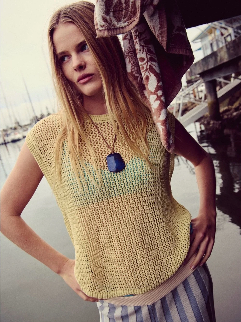 Free People Connor Muscle Tee open weave top